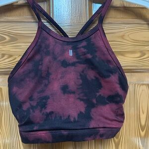 NOBULL Women's Tie-Dye Sports Bra - Black and Burgundy
